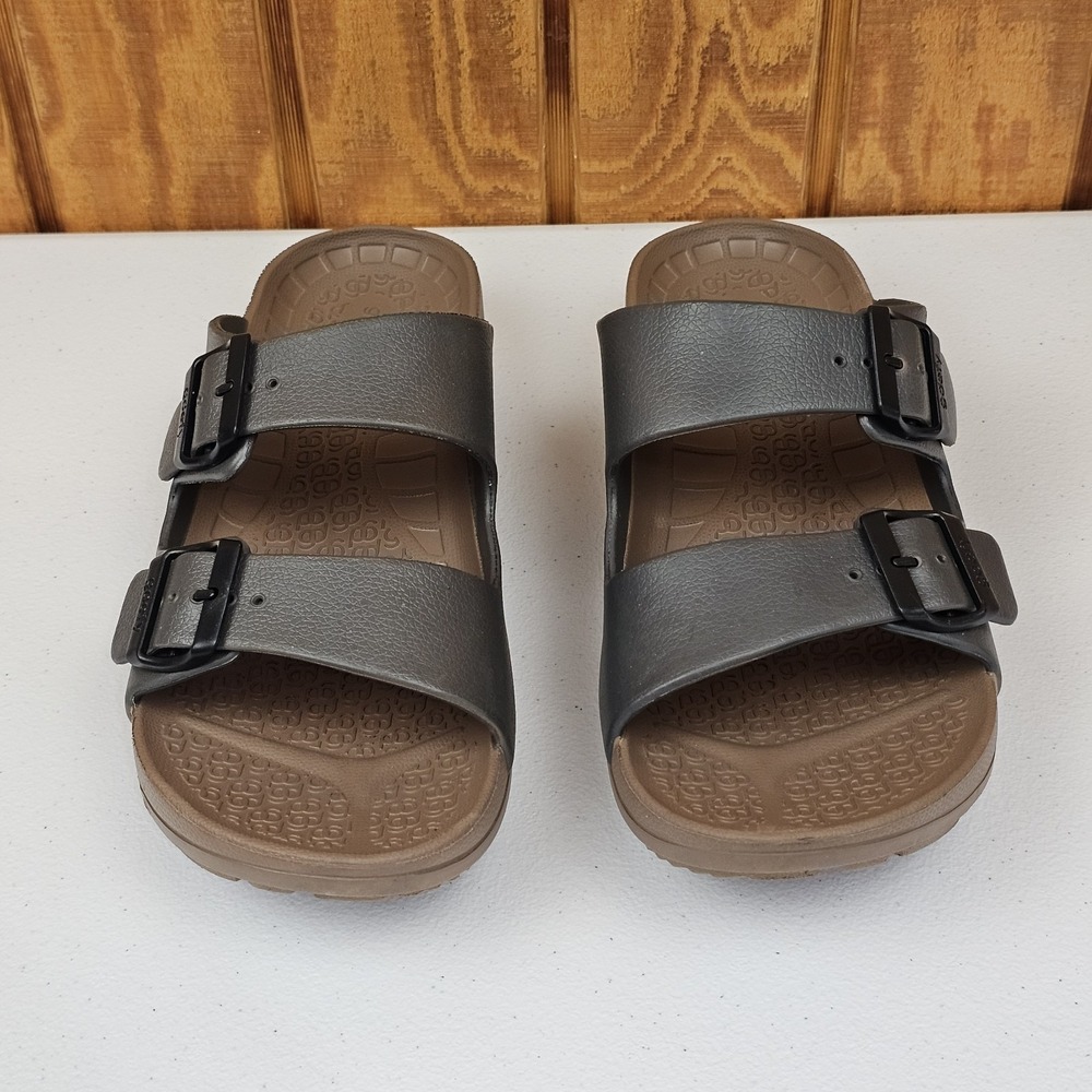 Gdefy Upbov Men's Size 9 Slide Recovery Sandals Brown Cushy Support Buckles - Picture 6 of 10